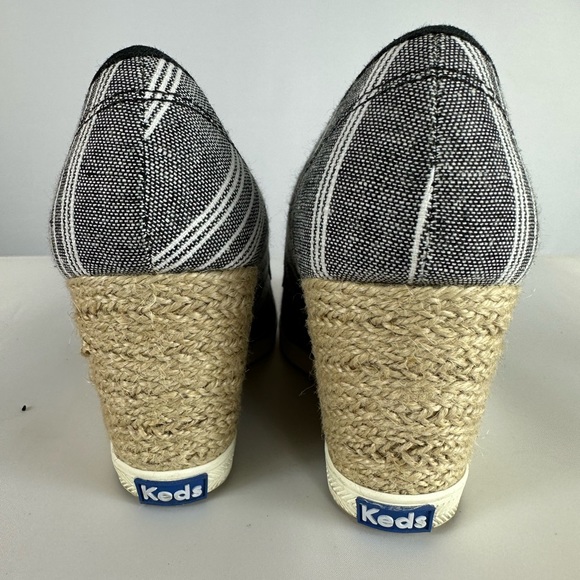 Keds Wedge Sneakers Espadrille Shoe Siza 7.5 Striped Canvas Slip On - Picture 4 of 7